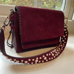 Bordeaux Stuart Weitzman Shoulder bag with Pearl Details